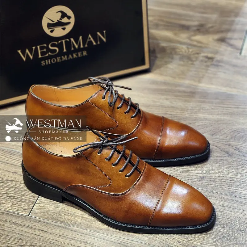 Giày Da Nam Oxford Captoe Westman W0001CS - Màu Nâu Đậm Patina Handmade 3