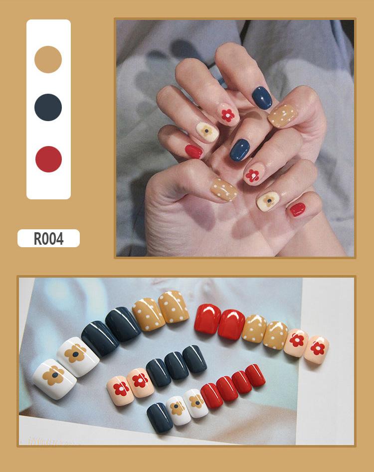 Product Introduction of Fake Nails Finished Stickers Cute Nail Stickers Wearable Nail Stickers Removable Fake Nail Pieces 24 Pieces 11