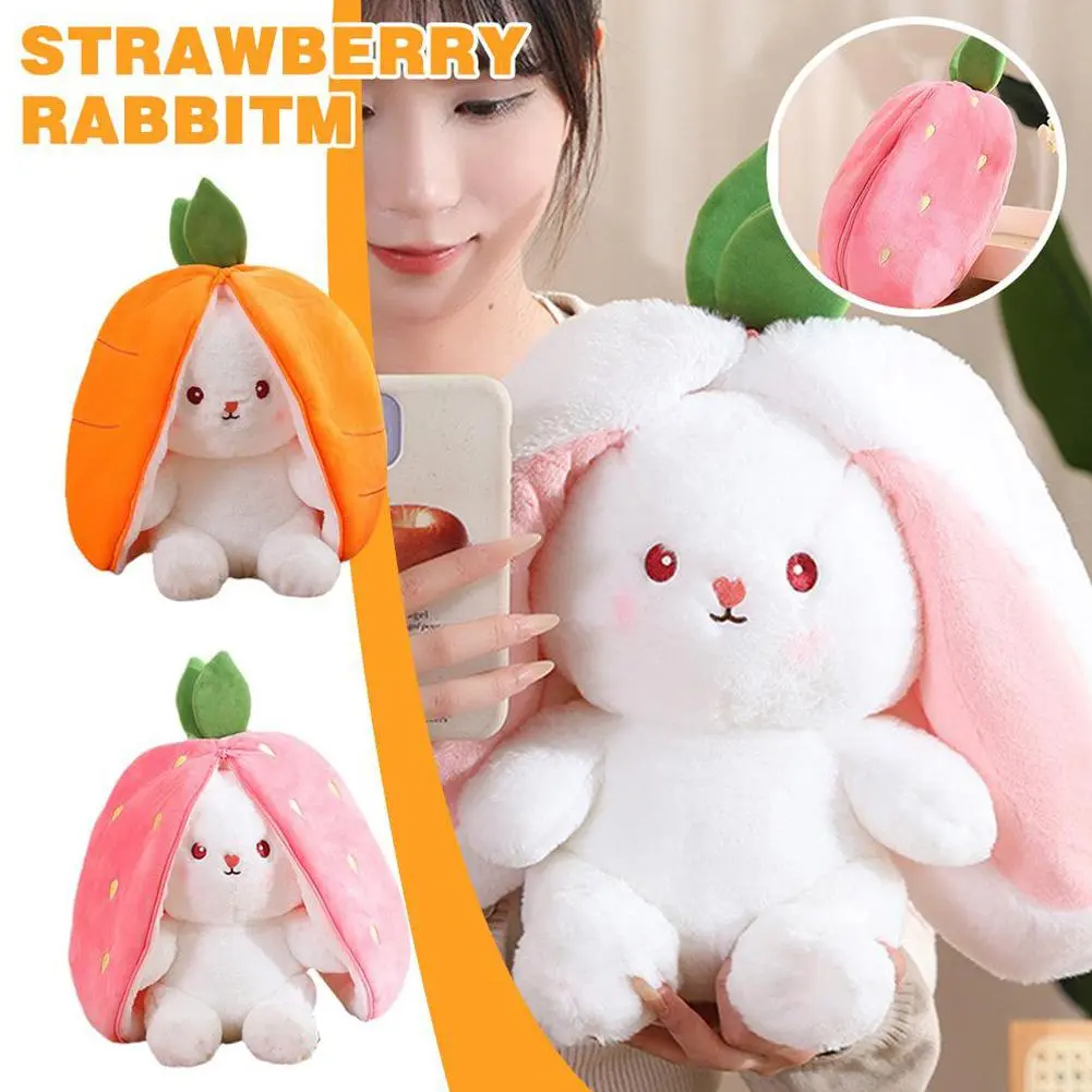 Strawberry Rabbit 2-in-1 Plush Toy Nap Pillow Rabbit Children's Cute Gift Birthday