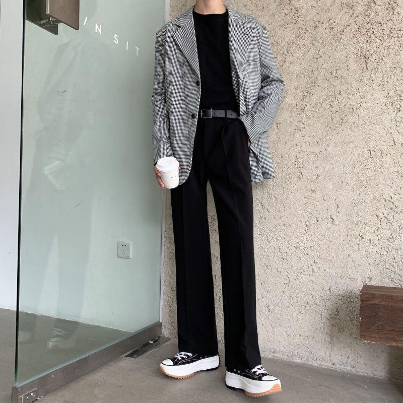 Product Introduction of Men's Spring Summer Wide Leg Dress Pants - Korean Style Loose Fit High Waist Office Trousers |   Trendy DK Straight Cut Formal Casual Pants for Students & Work 4