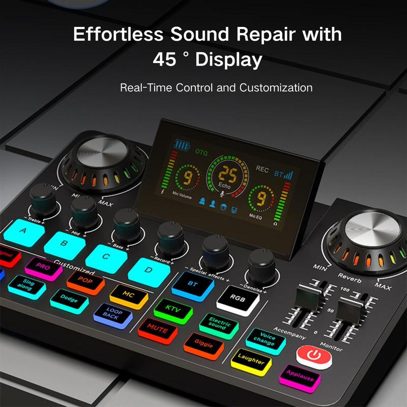 Live Podcast Equipment Set, Professional Live Sound Card with DJ Mixer Effects and Voice Changer, Suitable for Streaming, Podcast Recording, Gaming, TikTok, YouTube Live 5