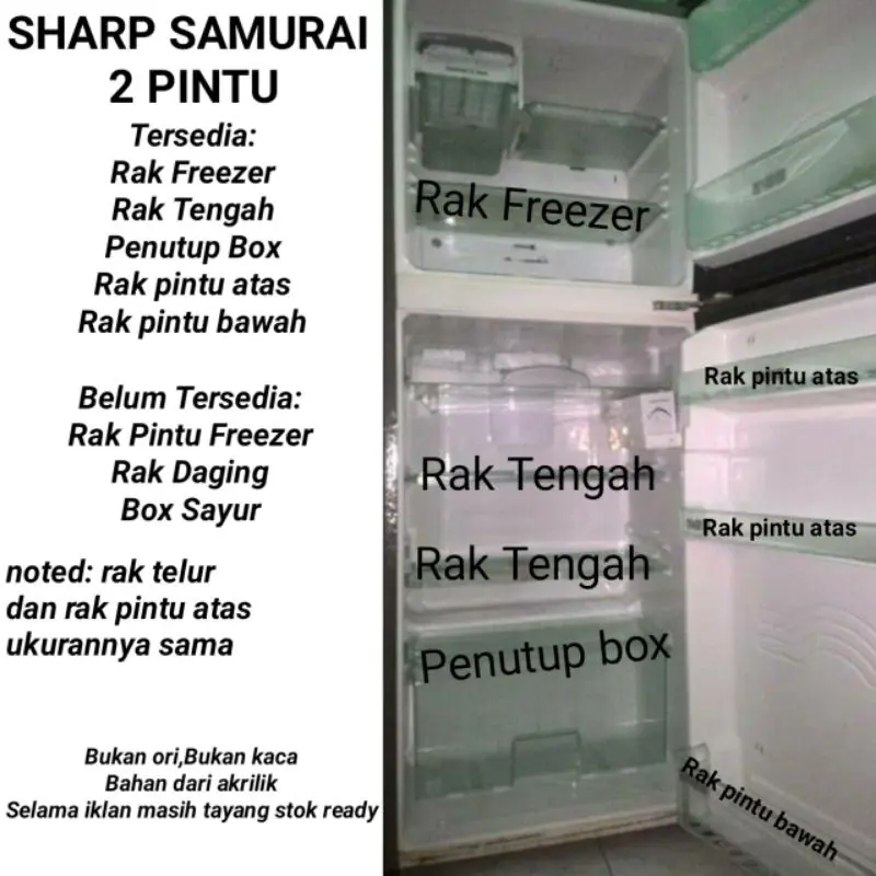 Rak kulkas Sharp samurai 2 pintu 1