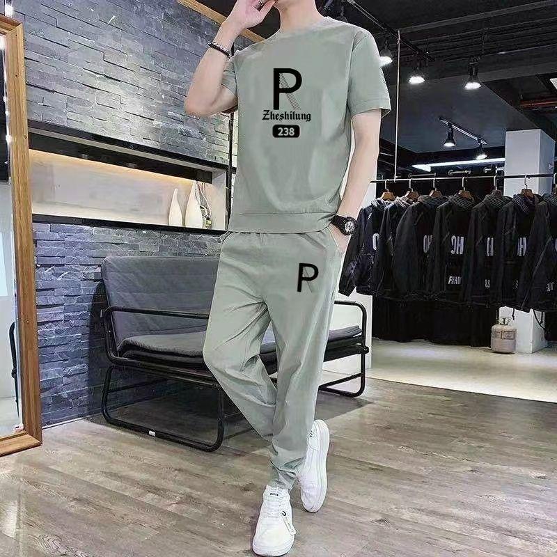 Bộ Đồ Mùa Hè Cho Nam, Hàng Mới Về, Quần Áo Thể Thao, Phong Cách Thường Ngày Dáng Rộng Vừa Vặn, Hợp Xu hướng Và Đẹp Trai, Làm Bằng Lụa Lạnh, ngắn Tay, Bao Gồm Quần Dài Nam, Hợp Xu hướng 0