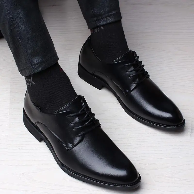 2025 New Men'S Business Leather Shoes Men'S British Lace Up Men'S Shoes Youth Fashion Dress Shoes Simple All-Match