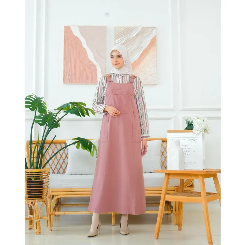 RILLEY - Overall Cordelia | Dress Panjang Muslim Wanita | Overal Wanita Terbaru Bahan Linen Twill