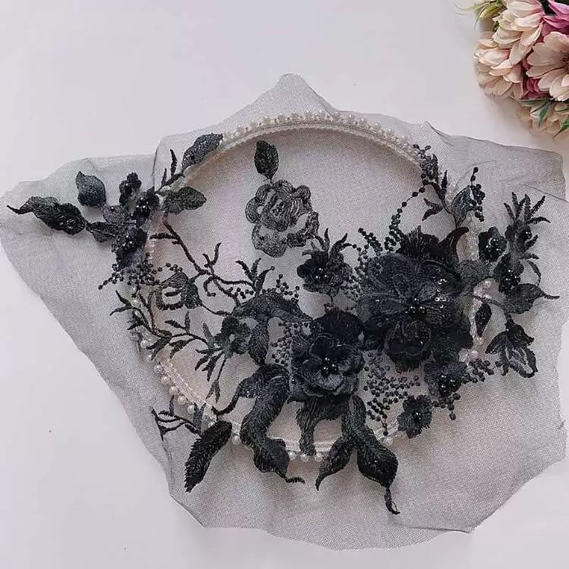 Fashion Elegant Colorful Sequined Embroidery Patches 3D Flower DIY Embroidered Floral Patches Sewing On Patches Dresses 6