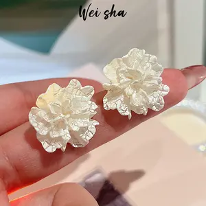 【Wei Sha】Anting bunga putih untuk wanita pelajar anting akrilik B480