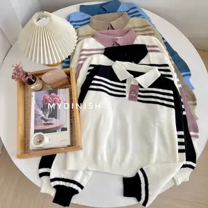 Asmiranda Polo Blouse - Baju Atasan Wanita  Motif Setrip Top