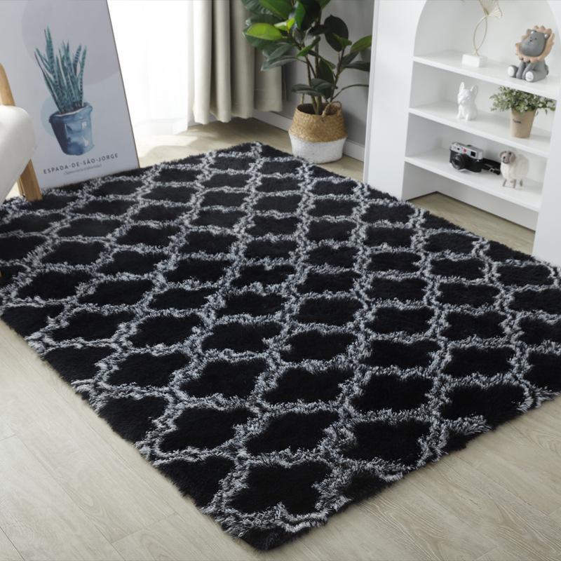 Product Introduction of Thảm trải giường hoàn toàn, phong cách Bắc Âu, nâng cấp mềm mại và mịn màng, nhuộm cà vạt, với mô hình len và lụa, thích hợp cho phòng Khách, bàn trà và thảm đầu giường, thảm tóc dài, thảm trang trí đèn lồng, thảm 22