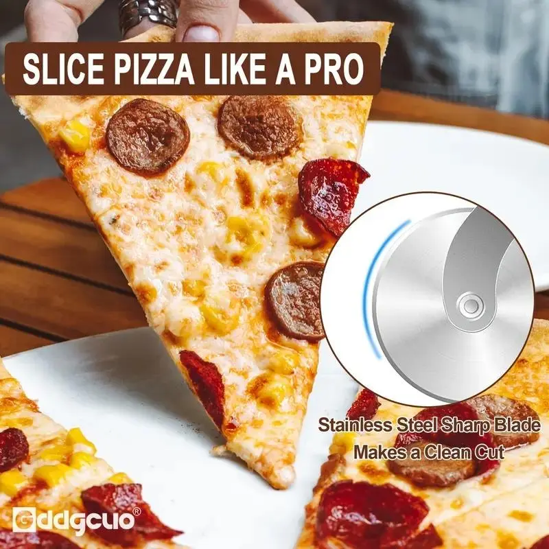 Stainless Steel Pizza Cutter & Serrated Scraper, 2 Counts/set Pizza Wheel Cutter & Serrated Scraper, Kitchen Pasta & Pizza Utensils 2