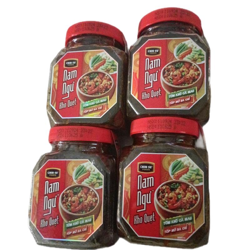 Combo 4 hộp kho quẹt tôm khô cà mau tóp mỡ ba chỉ Nam ngư chinsu hộp 200g Ăn Vặt Chua Chè