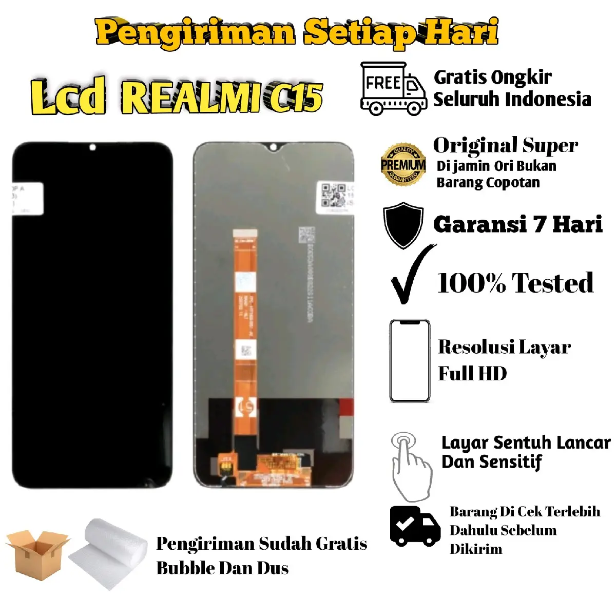 Lcd Touchscreen KOMPATIBEL FOR Realmi C15 Original FullSet / Lcd Realmi C15 Original Garansi Pabrik