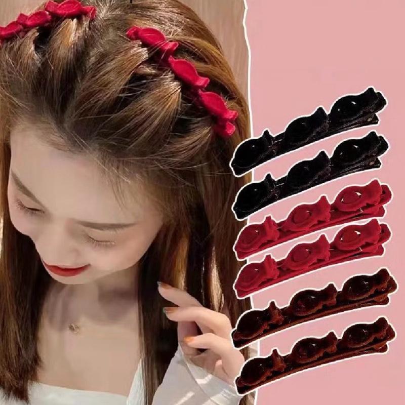 Set 2 Kẹp Tóc Mái Mỏ Vịt Nhung Mịn Sang Trọng Kẹp Chắc Chắn Dễ Sử Dụng Phụ Kiện Tóc