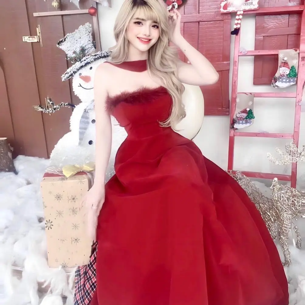 Maxi ống cúp xoè liền choàng Nữ Dress