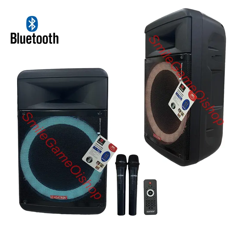 Speaker Asatron Hollywood 15 Inch Bisa Di Charger Bonus 2 Mic Wireless Free 1 Stand New Bluetooth Led 2
