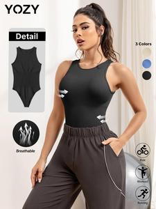 YOZY Women's Solid Color Sleeveless Tank Bodysuit, Casual Sporty Comfy Breathable Bodysuit for Daily Wear, Ladies Clothes for All Seasons