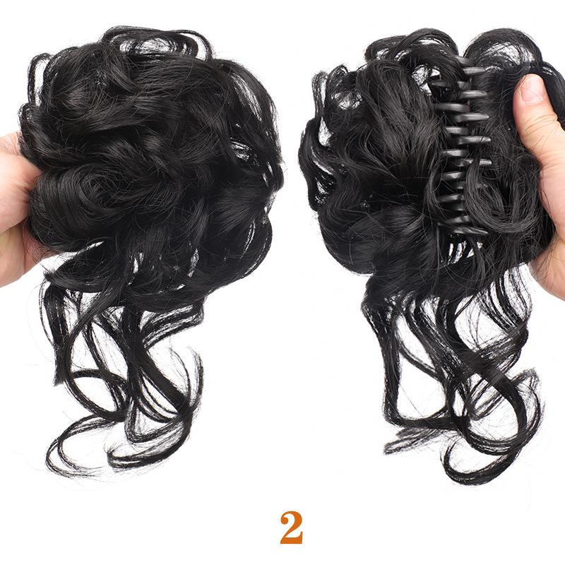 Tóc giả búi kẹp ngoặm xoăn lơi búi cột xoăn trung niên cho nữ Women Wig