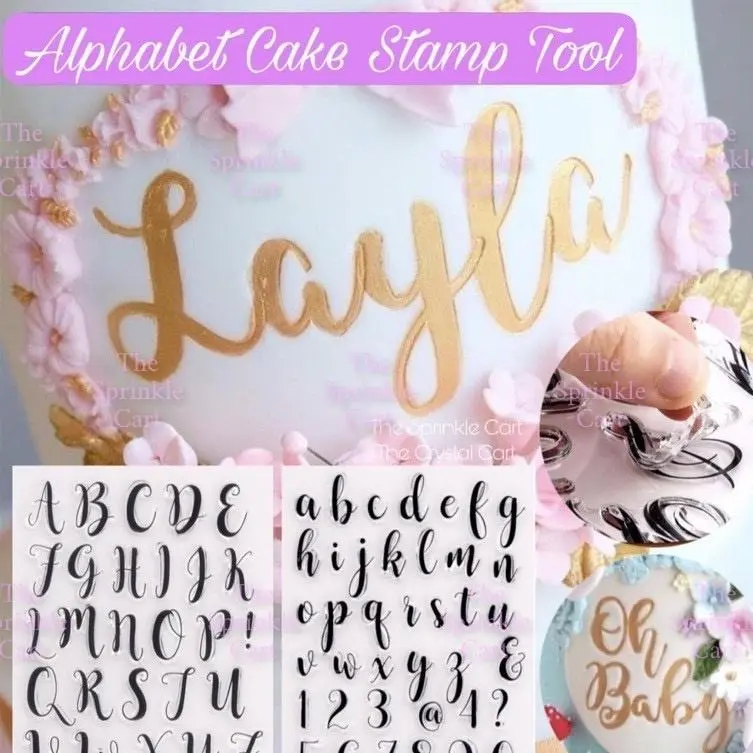 Alphabet Letter Cake Stamp Tool Calligraphy Handwriting Embosser Stamp Fondant Baking Tool