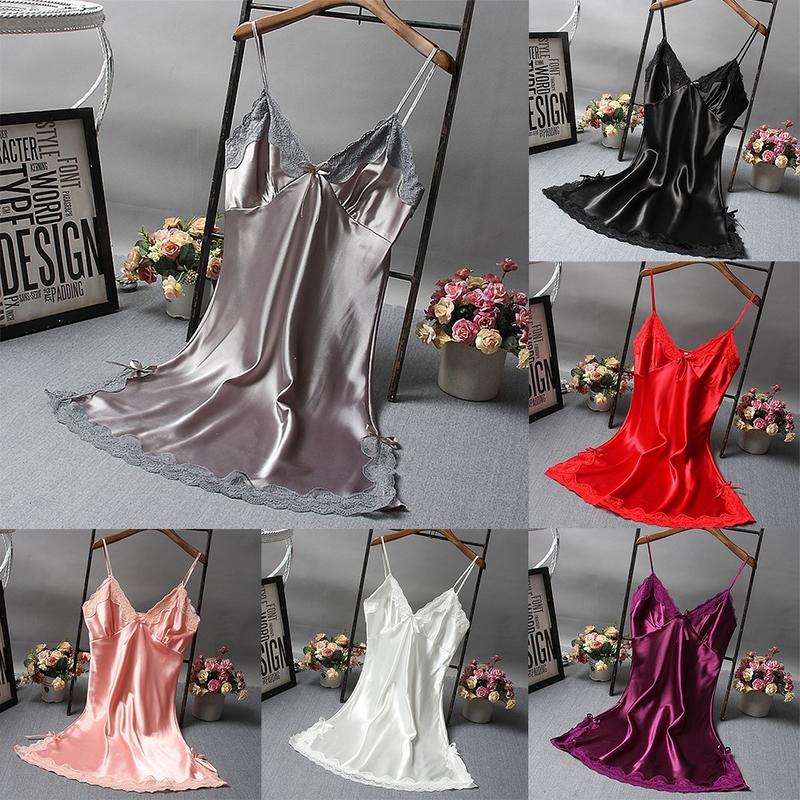 Váy Ngủ Satin Mềm Mại Gợi Cảm, Dành Cho Phụ Nữ, Đồ Lót Ren, Đồ Ngủ, Áo Choàng Váy Quấn Nữ, [WMTK] 5