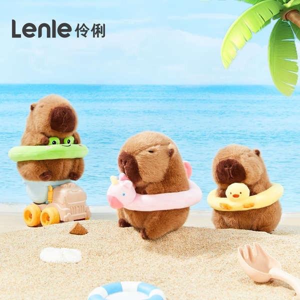 Gấu bông Chuột lang Capybara đeo kính cưỡi phao vịt Summer