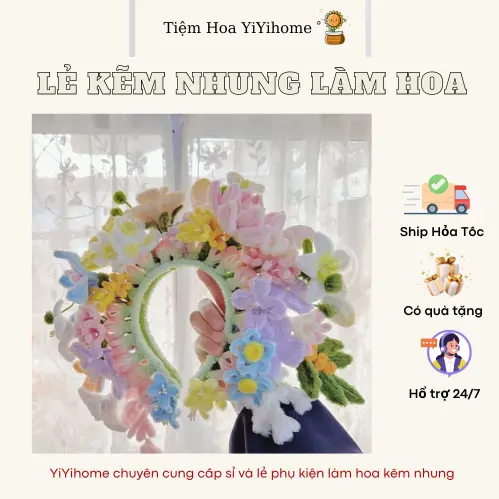 Lẻ 10 Sợi Kẽm Nhung Loại 1 Làm Hoa Handmade, Đồ Trang Trí Decor, Đồ Chơi Cho Bé DIY YiYihome 2