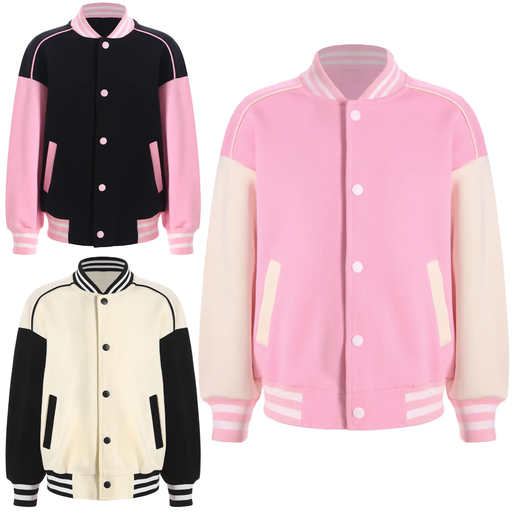 RUNQHUI Islamic  Kids Girls Fashion Color Block Jacket Long Sleeve Sweatshirt Outerwear Casual Coat for Sports Workout Exercise