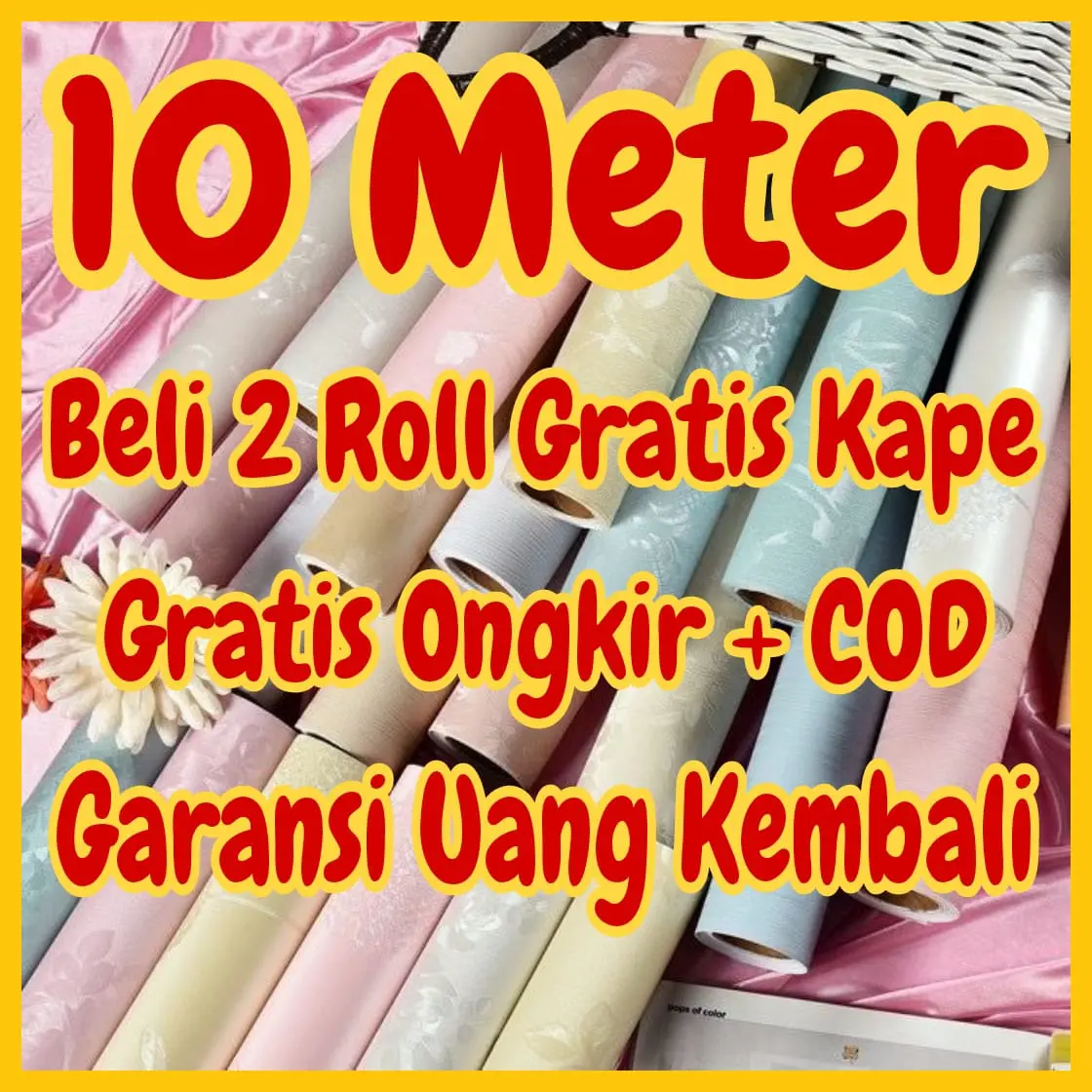 Wallpaper Dinding 10 m 10 meter 45 cm x 10 m MOTIF POLOS EMBOS