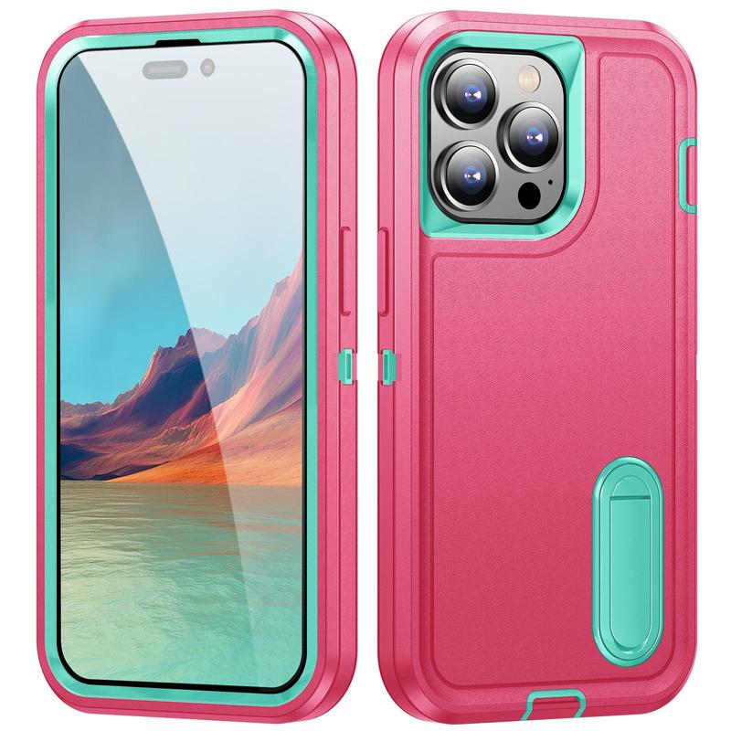 Shockproof Phone Case with Stand, Anti-slip & Anti-drop Phone Protective Cover, Phone Accessories Compatible with iPhone 16ProMax 15 14Plus 13pro 12 11Pro Max 4