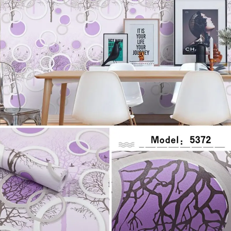 Wallpaper Dinding Polkadot Ungu 45cm x 10m Dekorasi 1