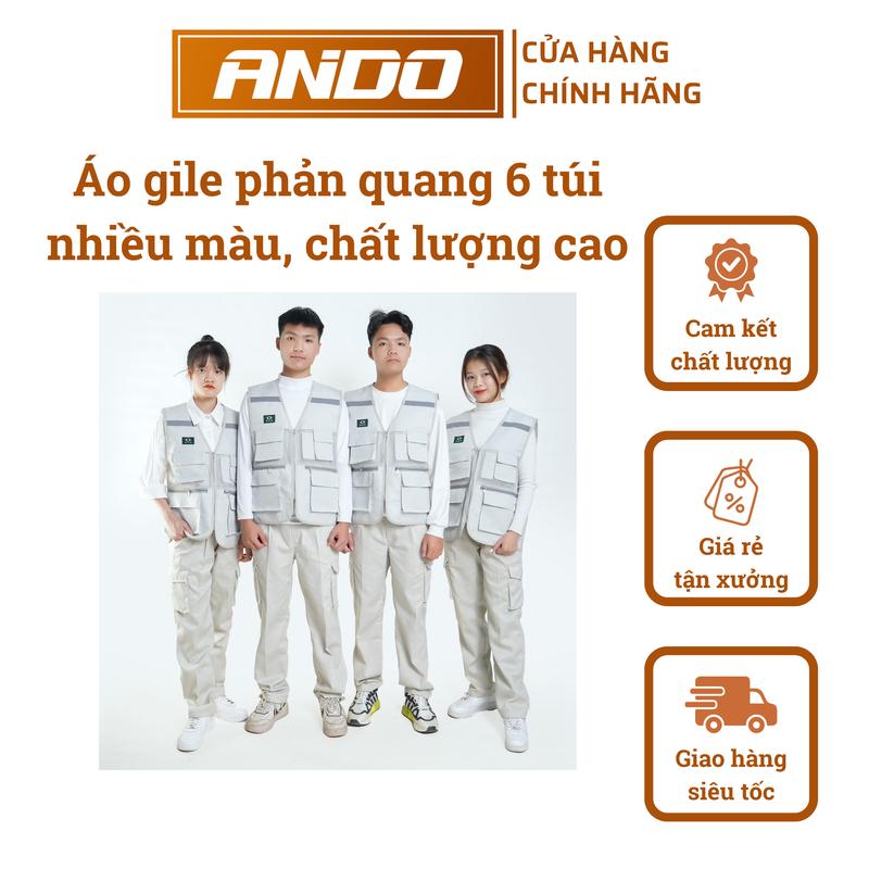 [IN LOGO ĐỒNG PHỤC] Áo gile phản quang 6 túi, vải kaki kết hợp lưới, chất lượng cao, nhiều màu sắc, in đồng phục kỹ sư, công nhân, công trình Nam Menwear Workwear