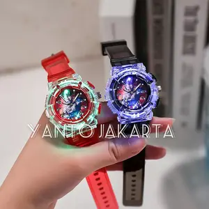 Jam tangan ultraman anak laki laki lampu warna warni