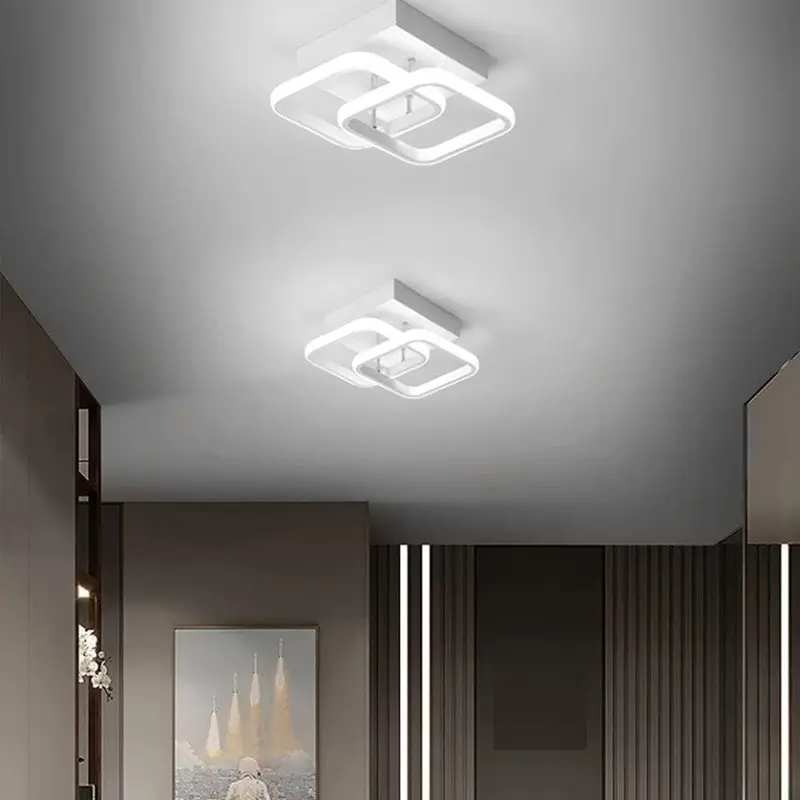 Square LED Ceiling Light, Modern Double-sided 3-color Dimmable Chandelier, Embedded Light Hardwired Ceiling Light for Kitchen Attic Corridor Balcony Bedroom 5