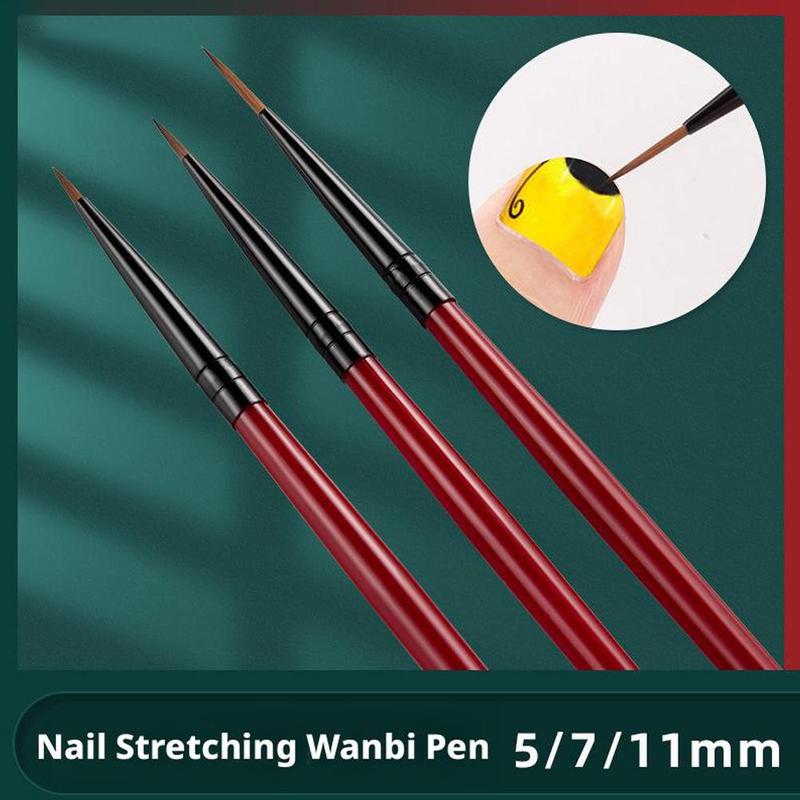 3Pcs/Set 5/7/11mm Nail Art Line Brush UV Painting Drawing Flowder Detailing Thin Liner Sripe Grid Pen DIY Manicure Tools 1