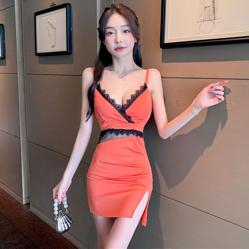 Váy Dây Eo Giảm Béo Cho Nữ, Thanh Lịch, Gợi Cảm, Cắt Thấp, Cổ Chữ V Sâu, Vỏ Bọc Gầy, Đầm, Màu Đỏ, Dress, Women 8