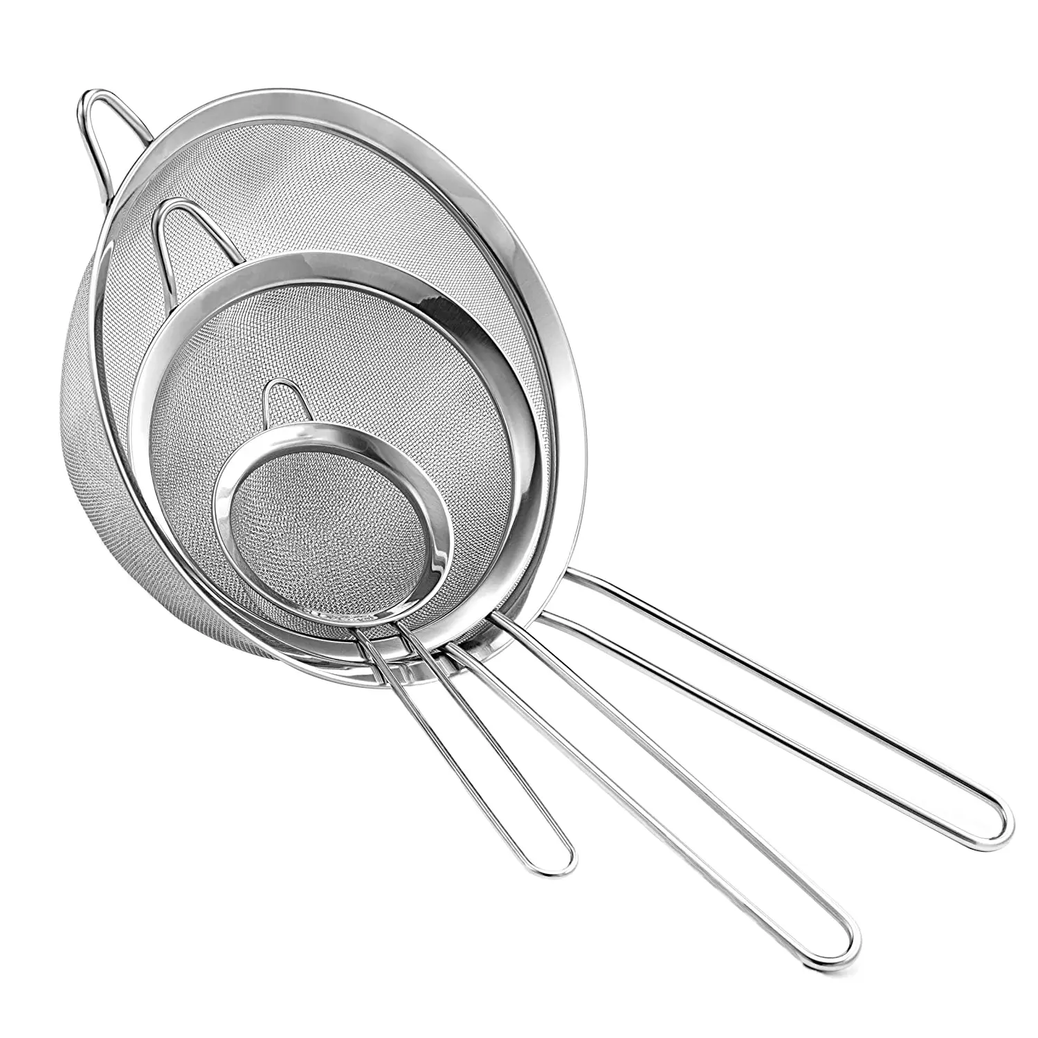AEX Sieves and Strainers Set | Metal Sieve Stainless Steel, Fine Mesh Strainer | Pack of 3 | Kitchen Sieve Fine Mesh, Sive Cooking, Flour Sieve Baking | Rust Free Seive, Dishwasher Safe Utensils Colander Pasta