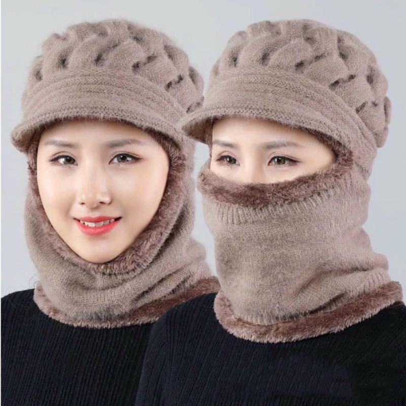 Mũ len bà mẹ trung niên dày dặn ấm áp