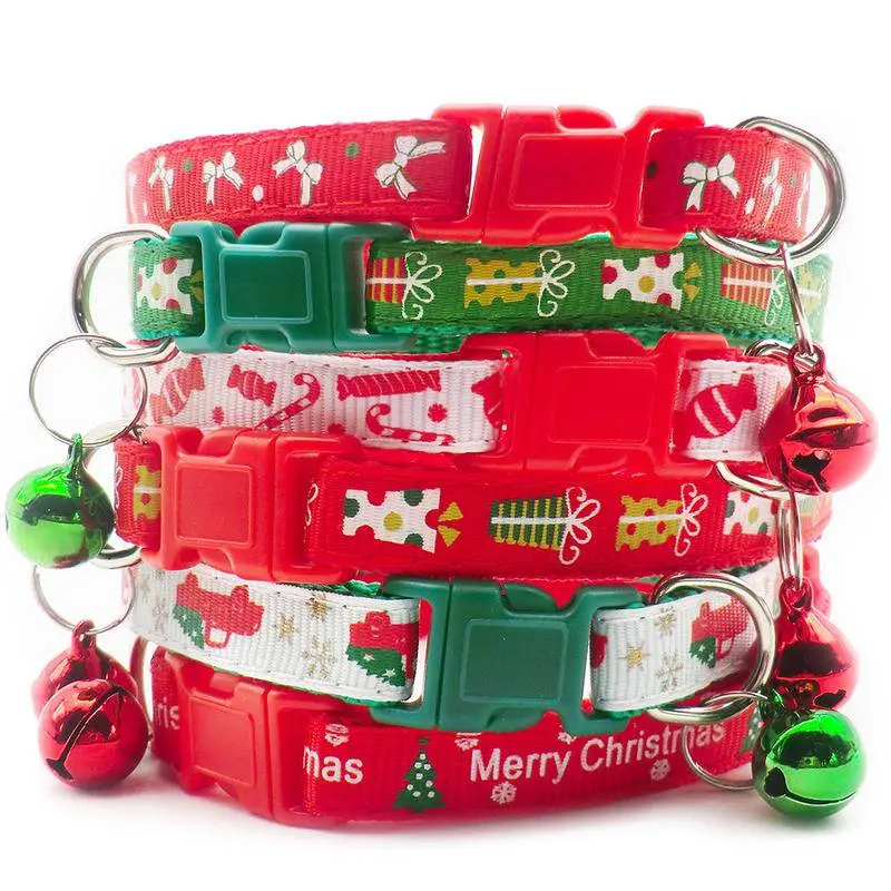 Pet Christmas  Bow Tie collar with bell cat dog  Color Buckle Xmas Santa Claus Necklace Adjustable Collar