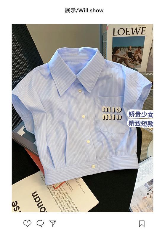 Product Introduction of Áo Sơ Mi Không Tay Cổ Polo Sọc, Thiết Kế Độc Đáo Dành Cho Nữ, Hàng Mới Về Mùa Hè, Áo Sơ Mi Thiết Kế Đẹp, Dễ Phối Đồ, Ngắn Và Nhỏ  Women Top 3