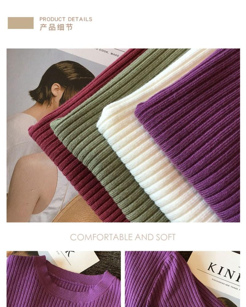 Product Introduction of Áo Dệt Kim, Dáng Ôm, Áo ngắn Tay, Áo Chui Đầu Nữ, Có Thể Mặc Bên Trong, Ngắn, Hàng Mới Về Mùa Hè 2024, Áo Sơ Mi Lớp Nền Cổ Tròn 4