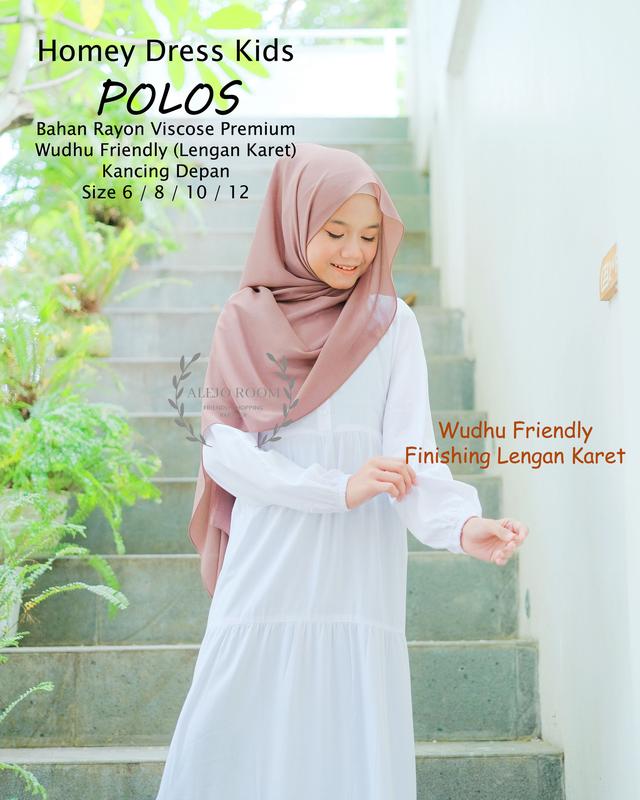 NASHWA Wear - BLACK and WHITE Dress Series POLOS Couple Ibu dan Anak - Katun Rayon Premium Gamis Muslim 5