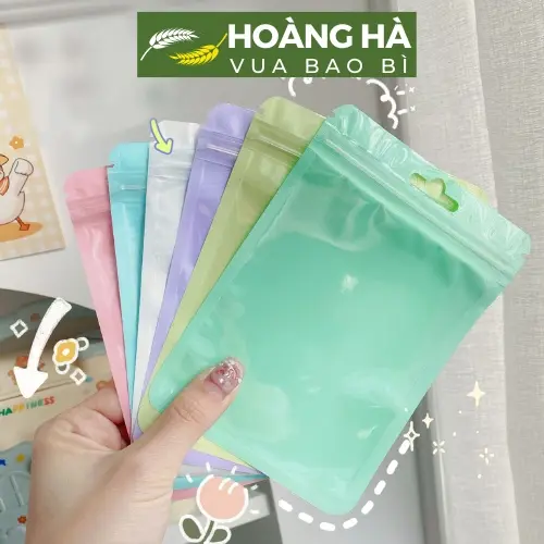 Túi Zip Bảo Vệ Ảnh Màu Macaron Ngọc Trai. Bảo Quản Đựng Ảnh Card Toploader, Túi zipper đựng phụ kiện màu pastel thu