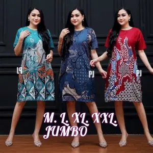 Dress batik M,L,XL,XXL, JUMBO LD120cm dres lengan pendek modern
