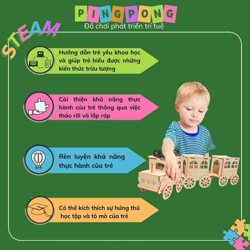 [Nhiều Mẫu] Mô Hình Lắp Ráp STEAM 3D bằng gỗ: Máy Phát Điện, Cano, Vệ Tinh, Cối Xay Gió, Xe Tăng, Tua Bin, Xe Đua... 4
