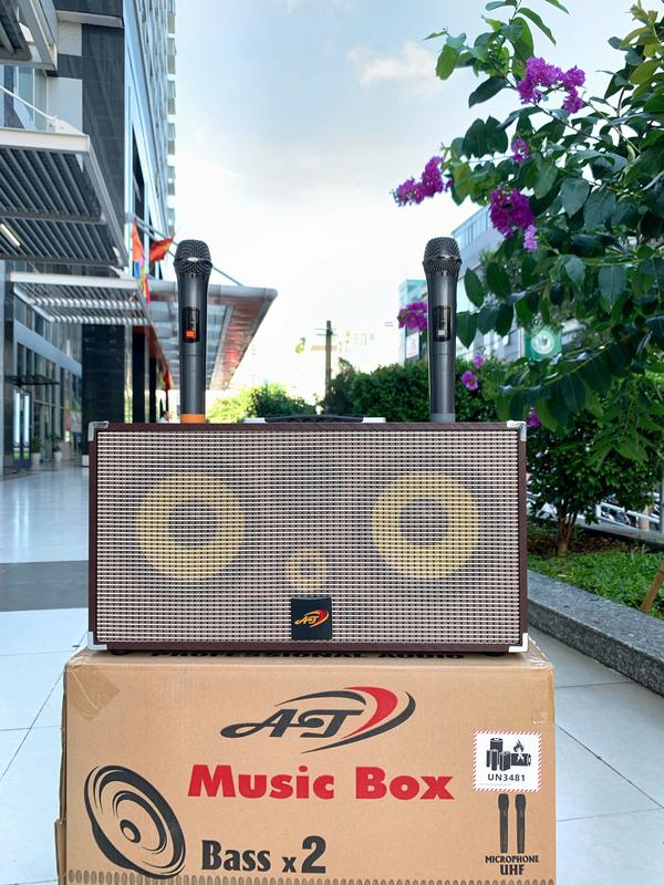 Loa kéo AT 220PLUS Công suất 400W - BLUETOOTH - KARAOKE TẶNG KÈM 2 MICRO KHÔNG DÂY ting  box