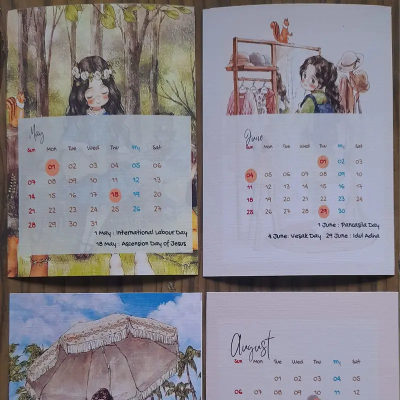 mini kalender Little girl dengan easel 7
