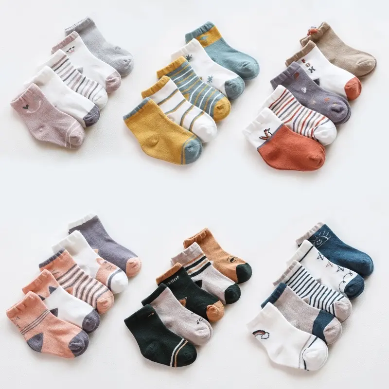 【5 pasang / bungkus】kaus kaki murah, kaus kaki kartun anak-anak, bayi Anak-Anak 0