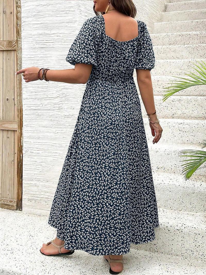Product Introduction of Women's All Over Print One Shoulder Dress, Casual Fashion Long Sleeve Dress for Daily Outdoor Wear, Women Dress for Spring Fall 2