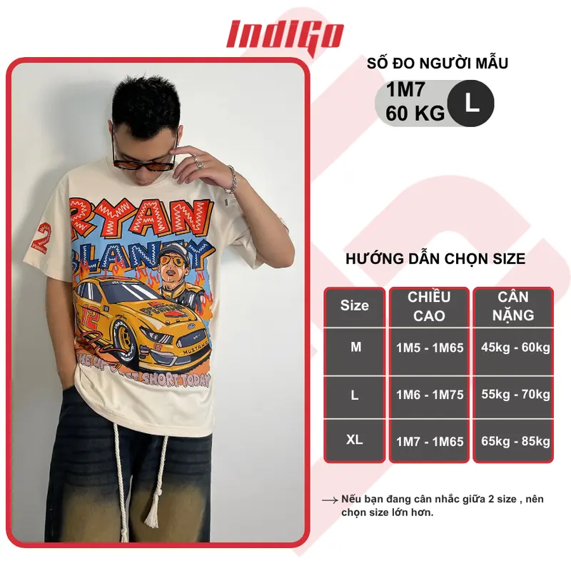Áo thun unisex INDIGO RB chất liệu cotton 250gsm, áo phông nam nữ oversize cổ tròn TS014 Menswear Đen 1