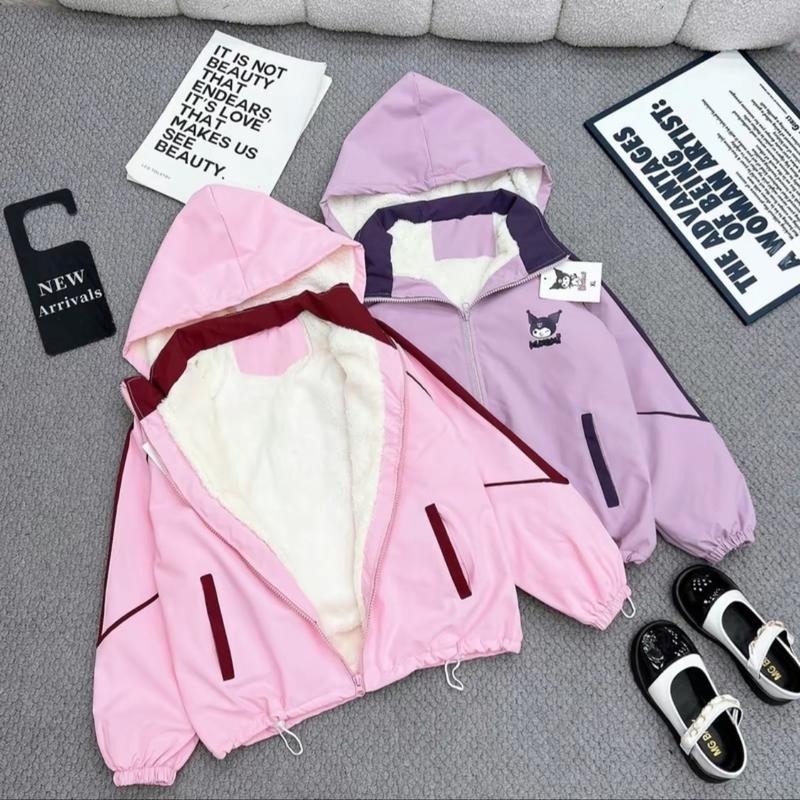   15-39kg  Áo khoác gió Kuromi lót lông cừu cho bé  Loại Đẹp  in hình cute cho bé áo khoác gió 2 lớp chống gió cản nước tốt áo  khoác 