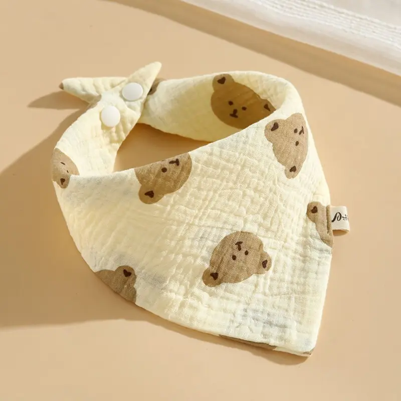 Yếm Muslin Cho Em Bé In Vải, Nút Bấm, Làm Bằng Bông, Khăn Nước Bọt Xếp Mềm, Thích Hợp Cho Trẻ Sơ Sinh, Khăn Quàng cổ Quàng Cổ 3